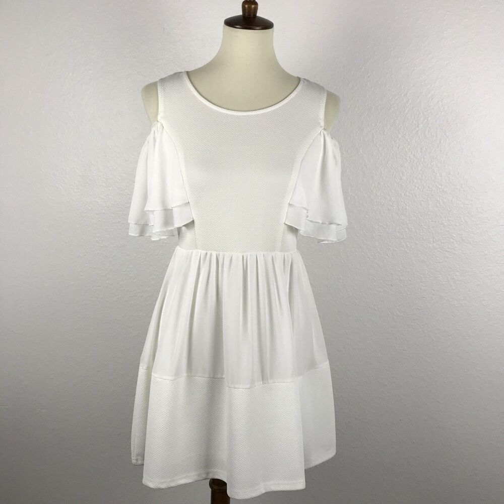 Zara Cold Shoulder Tiered Pleated Fit Flare Dress